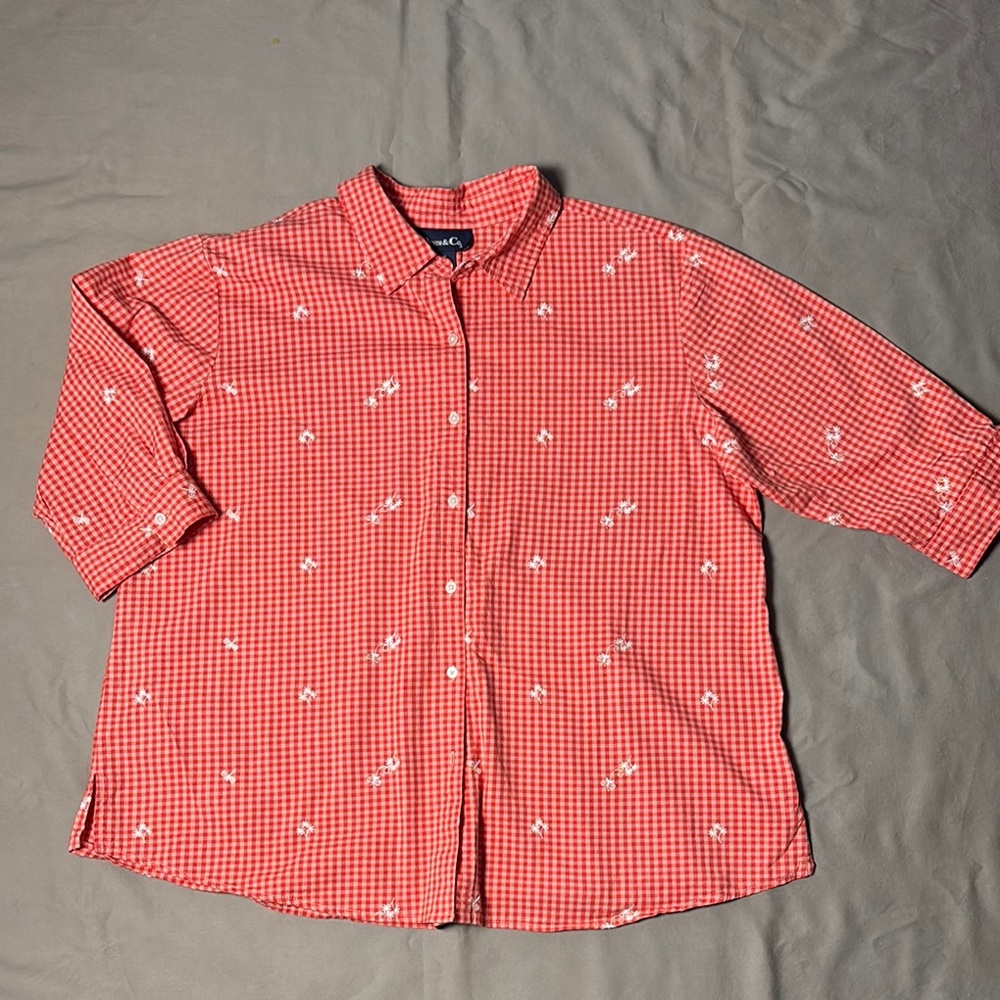 Denim&Co Red‎ Plaid Shirt